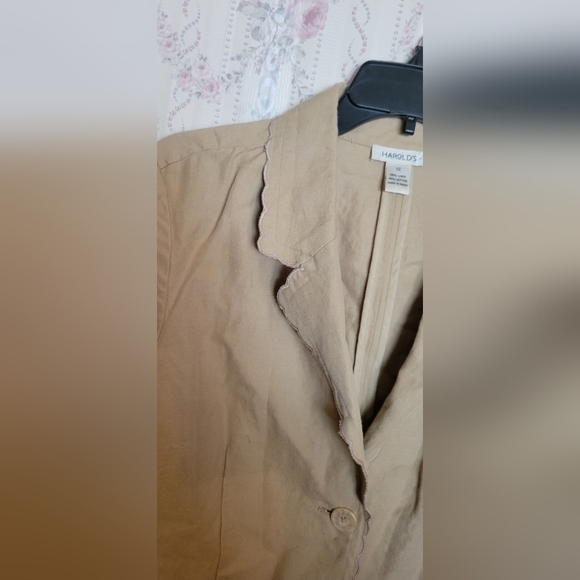 Harold's Size 12 Khaki Unlined Jacket Scalloped Edges - Picture 4 of 6